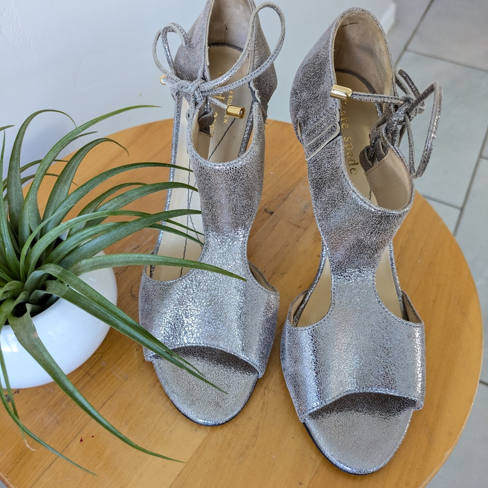 Kate Spade Metallic Silver High Heel Sandals - Picture 2 of 8